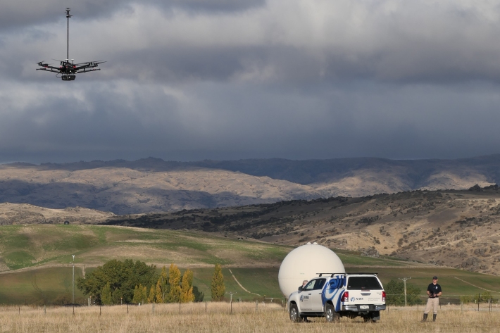 Drone measuring methane in atmosphere