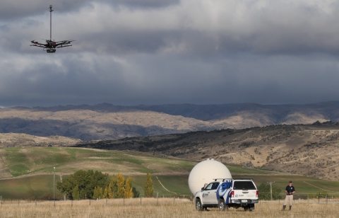 Drone measuring methane in atmosphere