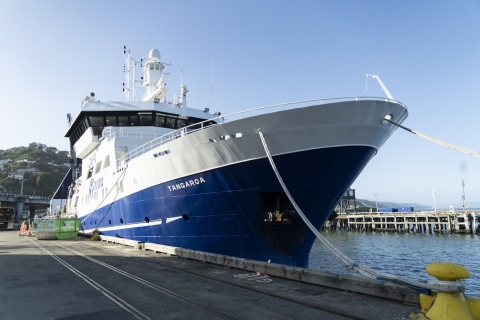NIWA's research vessel RV Tangaroa docked at Wellington Harbour