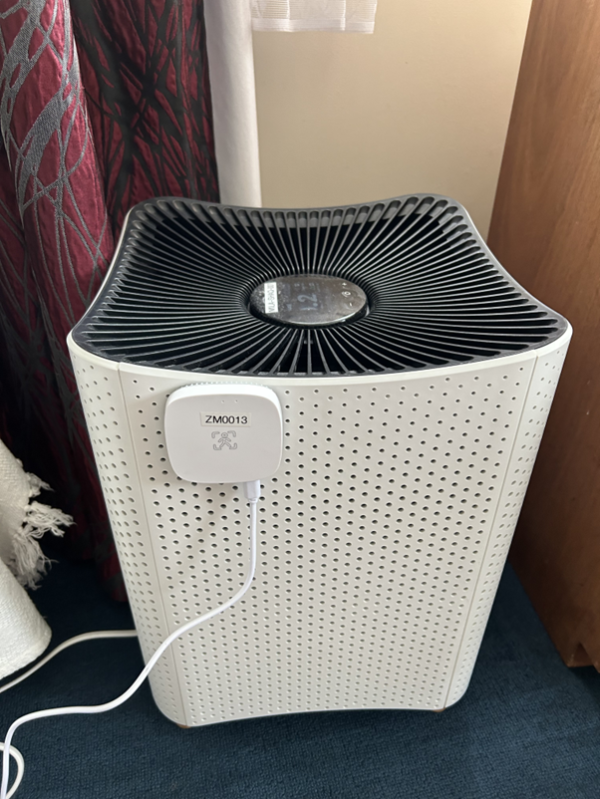 A portable air cleaner and motion sensor, part of the technology under trial within Air Action.