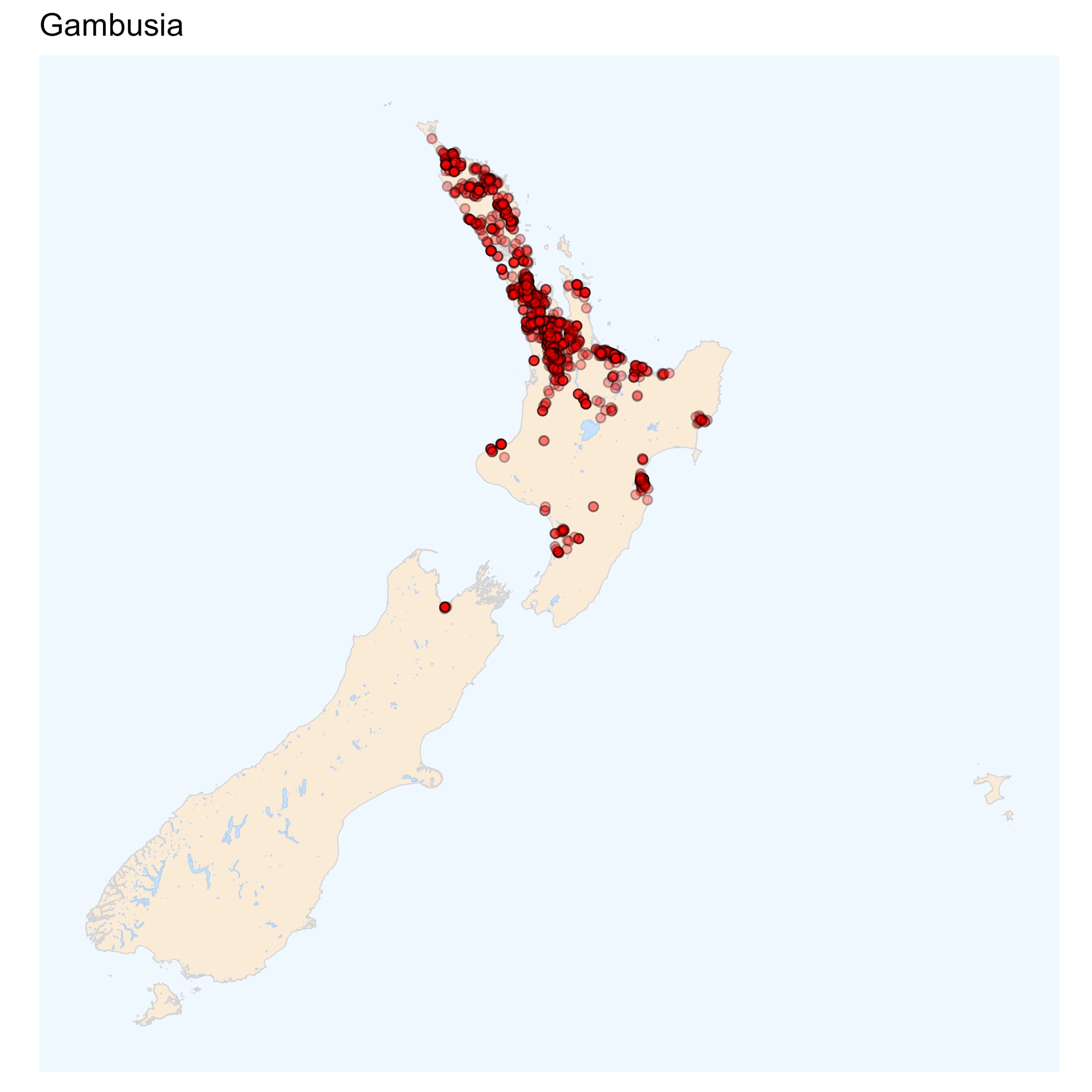 Gambusia - distribution map [2024]