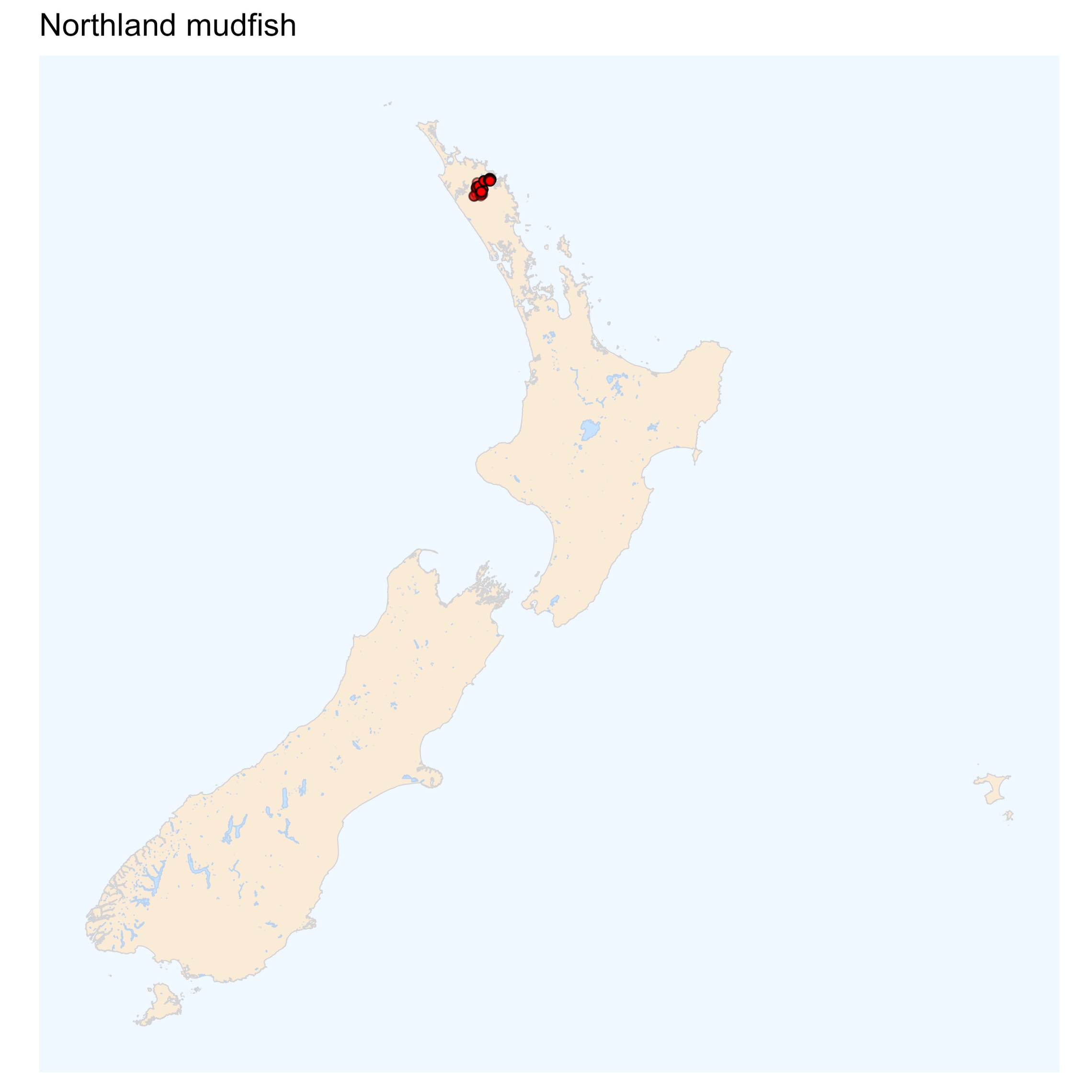 Northland mudfish distribution map [2024]