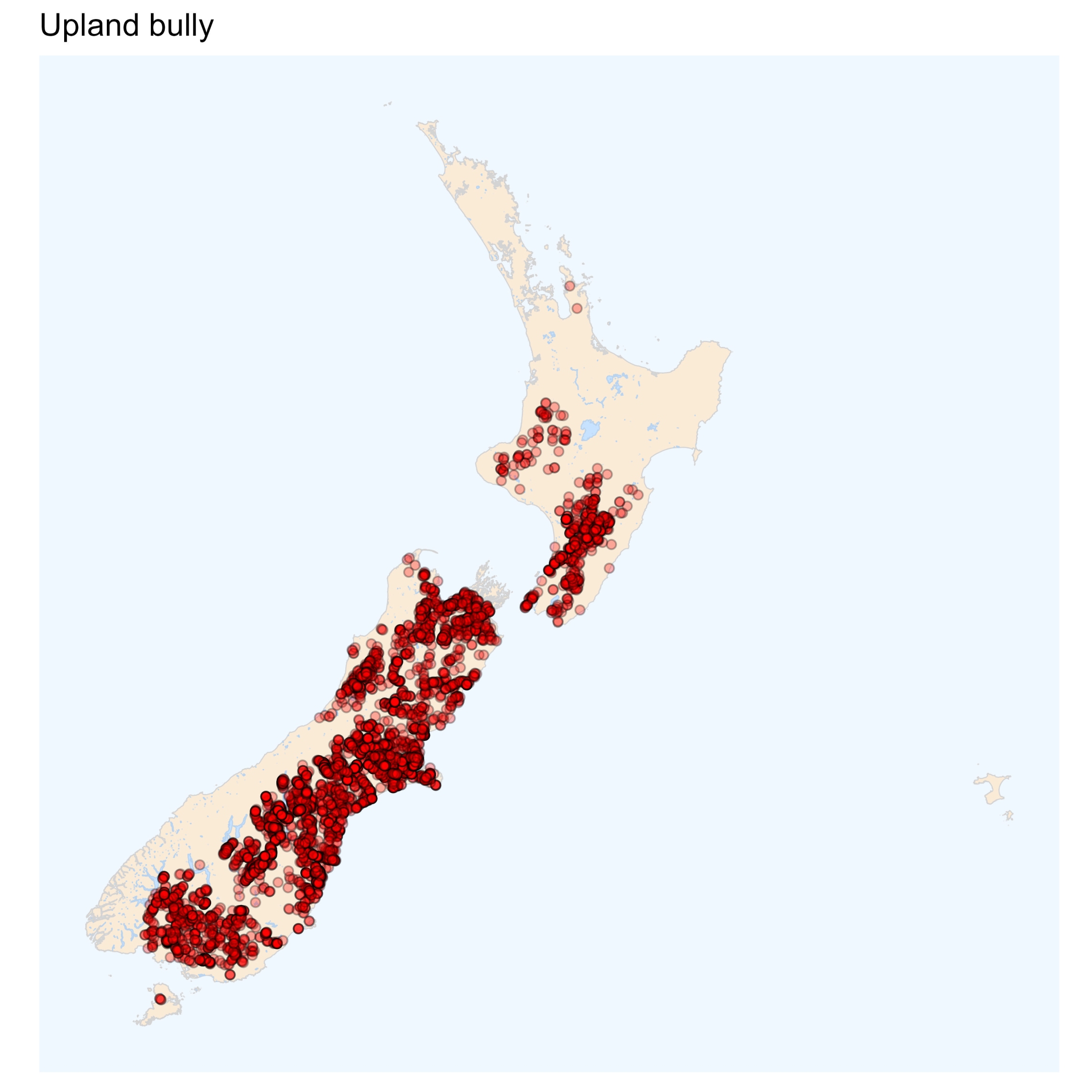 Upland bully distribution map [2024]